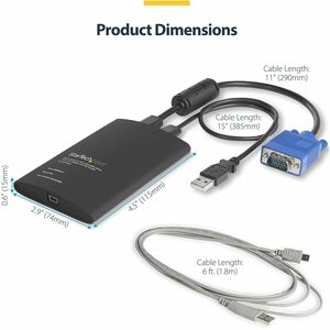StarTech.com USB Crash Cart Adapter with File Transfer & Video Capture at 1920 x1200 60Hz, TAA - KVM adapter accesses any