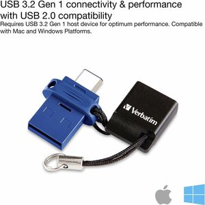 32GB Store 'n' Go Dual USB 3.0 Flash Drive for USB-C™ Devices - Blue - 32GB - Blue