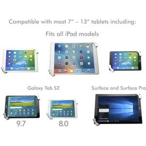 CTA Digital Security Tabletop and Wall Mount for 7-13 Inch Tablets, including iPad 10.2-inch (7th/ 8th/ 9th Gen.) - 1 Disp