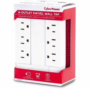 CyberPower GT600P Wall Tap Outlet - 6 - NEMA 5-15R Outlet(s), NEMA 5-15P Plug Type, Wall Tap Plug Style, White
