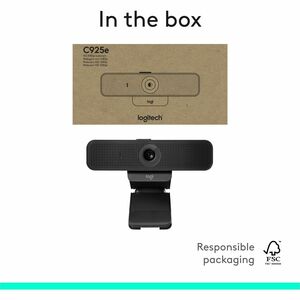 Webcam Logitech C925e - 30 fps - USB 2.0 - Vidéo 1920 x 1080 - Autofocus - Microphone - Portable, Moniteur
