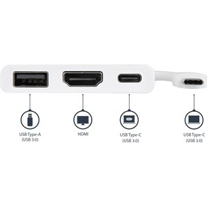 StarTech.com USB-C auf 4K HDMI Multiport Adapter mit Power Delivery und USB-A Anschluss - USB C Laptop Reiseadapter - Weiß