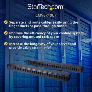 StarTech.com Vertikaler Kabelordner mit Finger Duct - 40U - 1,8m - Rack Kabelmanager - Durchführungspaneel - 40U Rack Heig