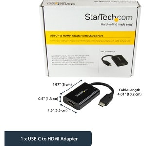 StarTech.com USB C to HDMI 2.0 Adapter 4K 60Hz with 60W Power Delivery Pass-Through Charging - USB Type-C to HDMI Video Co