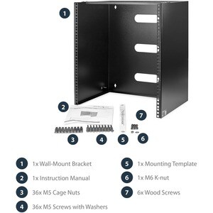 StarTech.com 12U Wall Mount Rack, 14in Deep, 19 inch Wall Mount Network Rack, Wall Mounting Patch Panel Bracket for Switch