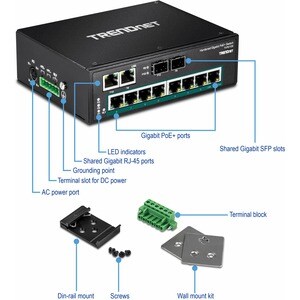 TRENDnet TI-PG102 10 Ports Ethernet Switch - Gigabit Ethernet - 1000Base-T, 1000Base-X - New - TAA Compliant - 2 Layer Sup