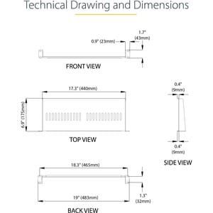 StarTech.com 1U Vented Server Rack Cabinet Shelf - Fixed 7in Deep Cantilever Rackmount Tray for 19" Data/AV/Network Enclos