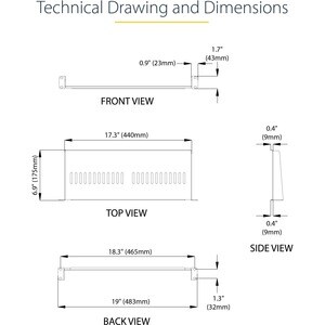 StarTech.com 1U Vented Server Rack Cabinet Shelf - Fixed 7in Deep Cantilever Rackmount Tray for 19" Data/AV/Network Enclos