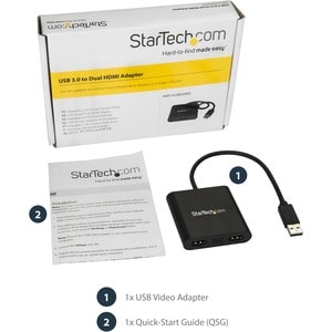 StarTech.com Adaptateur USB vers double HDMI - 4K - 3840 x 2160 Supported - Noir