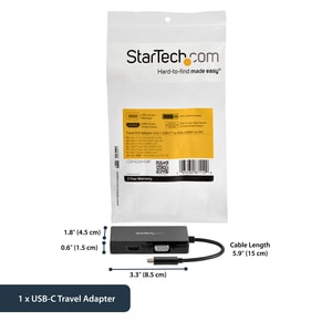 StarTech.com USB-C Multiport Video Adapter - 3-in-1 USB Type-C Video Adapter - USB-C to VGA, DVI, HDMI - 4K 30 Hz - CDPVGD