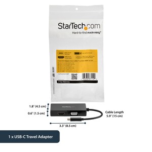 StarTech.com Adattatore Multiporta USB-C - Scheda Grafica Esterna 3 in 1 USB Tipo-C a HDMI, DVI o VGA - USB di tipo C - HD