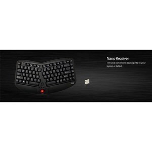 Adesso Tru-Form Media 3150 - 2.4 GHz Wireless Ergo Trackball Keyboard - Wireless Connectivity - RF - Compact - 30 ft - 2.4