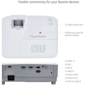 Projecteur DLP (Digital Light Processing) Portable ViewSonic PA503S - 4:3 - 3D Ready - SVGA - Résolution 800 x 600 - 4000 
