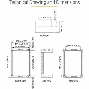 StarTech.com Wall Mount Server Rack - 15U Rack -30cm Deep - Open Frame - Network Rack - Wall Mount Rack - Equipment Rack -