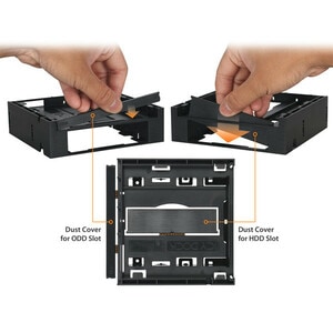 Icy Dock FLEX-FIT Duo MB343SPO Drive Bay Adapter for 5.25" Internal - Black - 2 x Total Bay - 1 x 5.25" Bay - 1 x 3.5" Bay