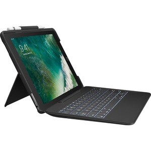 Logitech Slim Combo Keyboard/Cover Case for 26.7 cm (10.5") Apple iPad Pro Tablet - Black - Spill Resistant - Plastic, Fab