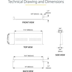 StarTech.com 1U Vented Server Rack Cabinet Shelf - Fixed 7in Deep Cantilever Rackmount Tray for 19" Data/AV/Network Enclos