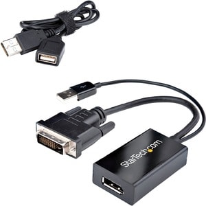 StarTech.com DVI to DisplayPort Adapter with USB Power - DVI-D to DP Video Adapter - DVI to DisplayPort Converter - 1920 x