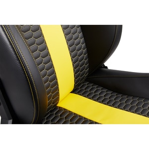 Corsair T2 ROAD WARRIOR Gaming Chair - Black/Yellow - For Game, Office, Desk - PU Leather, Steel - Black, Yellow