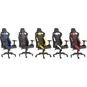 Corsair T1 RACE 2018 Gaming Chair - Black/Yellow - For Game, Desk, Office - PU Leather, Steel - Black, Yellow