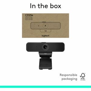 Logitech C925e Webcam - 30 fps - Black - USB 2.0 - 1 Each - Full HD - 1920 x 1080 Video - Auto-focus - 78° Angle - Clip, T