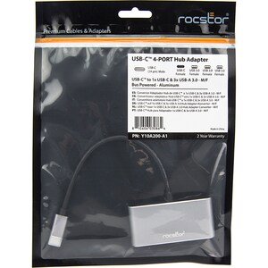 Rocstor Premium USB C Hub - 4 Port USB-C to USB-A (3x) and USB-C (1x) - Bus Powered USB Hub - USB Type-C Hub - Port Expand