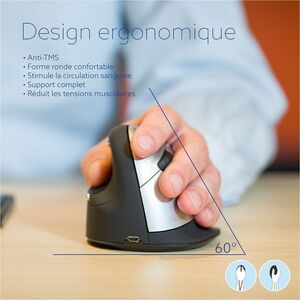 R-Go HE Break ergonomic mouse, vertical mouse with break software, prevents RSI, medium (hand length 165-185mm), right han