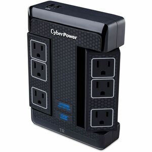 CyberPower HT600WSU2A Premier Home Theater 6 - Outlet Surge with 1680 J - Clamping Voltage 500V, NEMA 5-15P, Wall Tap, 15 