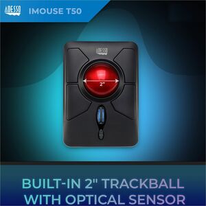 Adesso iMouse T50 Wireless Programmable Ergonomic Trackball Mouse - Optical - Wireless - 30 ft - Radio Frequency - 2.40 GH