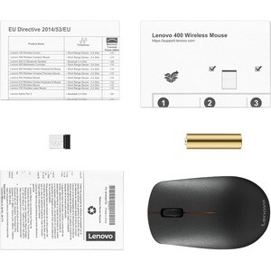 Lenovo 400 Mouse - USB Tipo A - Óptico - 3 Botón(es) - Negro - Inalámbrico - 2.40GHz - 1200 dpi - Rueda de desplazamiento 
