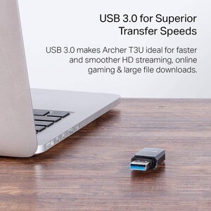 TP-Link T3U IEEE 802.11ac Dual Band Wi-Fi Adapter for Notebook - USB 3.0 - 1.27 Gbit/s - 2.40 GHz ISM - 5 GHz UNII - External