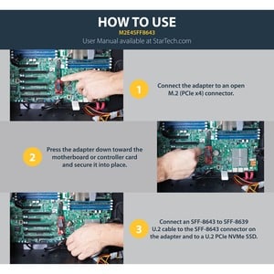 StarTech.com U.2 (SFF-8643) to M.2 PCI Express 3.0 x4 Host Adapter Card for 2.5" U.2 NVMe SSD - Add U.2 PCIe NVMe SSD perf