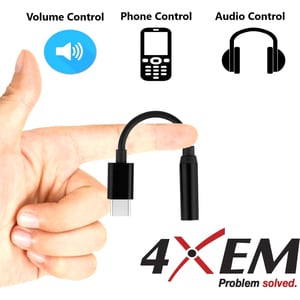 4XEM USB-C Male To 3.5mm Female Adapter Black - 5" Mini-phone/USB Audio Cable for Audio Device, Smartphone, Headphone - Fi