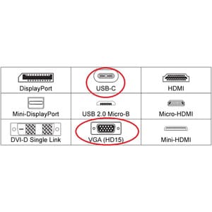 4XEM USB-C to VGA Adapter - 1 x 24-pin Type C USB 3.1 USB Male - 1 x 15-pin HD-15 VGA Female - 1920 x 1200 Supported - Bla