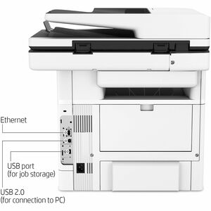 Print, copy, scan and optional fax; Up to 43 ppm; As fast as 6 sec; Up to 150,000 pages; 1 Hi-Speed Device USB 2.0; 2 Hi-S