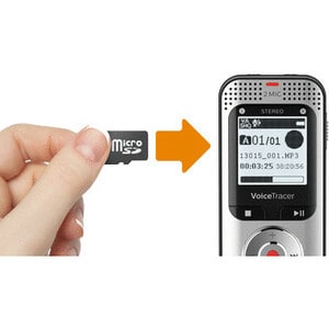 Philips VoiceTracer DVT2050 Audio Recorder - 8 GBSD, microSD Supported - 1.3" LCD - MP3, WAV - Headphone - 2370 Hourspeace