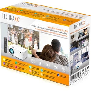 Projecteur LCD Technaxx Beamer TX-113 - 16:9 - Blanc - VGA - Résolution 800 x 480 - 1800 lm - 2,000:1 - Avant - 480p - 400