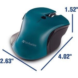Verbatim USB-C™ Wireless Blue LED Mouse - Teal - Blue LED/Optical - Wireless - Radio Frequency - 2.40 GHz - Teal - 1 Pack 