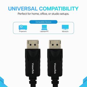 VisionTek DisplayPort to DisplayPort 1.4 2 Meter Cable - DisplayPort to DisplayPort Cable DisplayPort 1.4 Cable with 8K 60