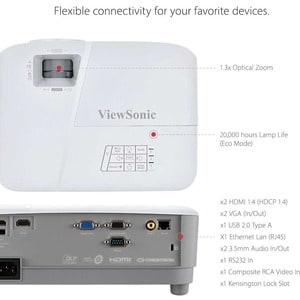 4000 Lumens XGA Networkable Projector with 1.3x Optical Zoom and Low Input Lag - 1024 x 768 - Front - 6000 Hour Normal Mod