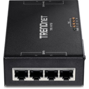 TRENDnet 65W 4-Port Gigabit PoE+ Injector, TPE-147GI, 4 x Gigabit Ports(Data in), 4 x gigabit PoE Ports(Data + PoE Out), M
