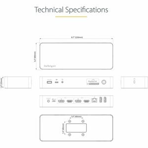 StarTech.com Universal Laptop Docking Station, Hybrid USB-C & USB-A Dock, Dual 4K DP & HDMI, 60W PD, Mac / Windows / Chrom