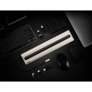 ATEN UH3237 USB-C Multiport Dock with Power Pass-Through - for Notebook/Monitor - 85 W - USB Type C - 8 x USB Ports - 2 x 