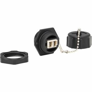 Eaton Tripp Lite Series Rigid Industrial IP68 Duplex Multimode Fiber Coupler (LC/LC) with Dust Cap, 10G Ethernet, TAA - 2 