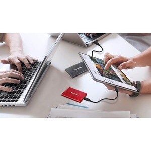 Samsung T7 MU-PC500T/AM 500 GB Portable Solid State Drive - External - PCI Express NVMe - Titan Gray - Gaming Console, Des