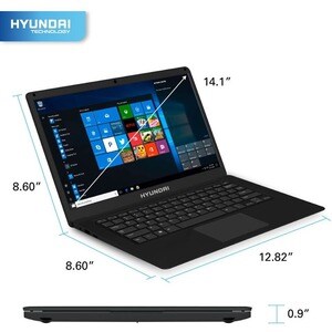Hyundai Thinnote-A, 14.1" Celeron Laptop, 4GB RAM, 64GB Storage, Expandable 2.5" SATA HDD Slot, Windows 10 Home S Mode, Bl