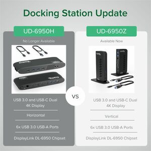 Plugable USB 3.0 and USB-C Dual 4K Display Docking Station with DisplayPort and HDMI for Windows and Mac - (Dual 4K Displa