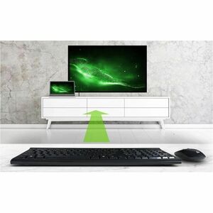 IOGEAR Long range wireless keyboard and mouse combo - USB Wireless RF - 104 Key - Black - USB Wireless RF Mouse - Black - 