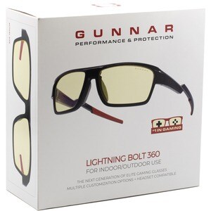 GUNNAR Gaming Glasses - Lightning Bolt 360, GUNNAR Edition - Onyx Frame/Amber Lens