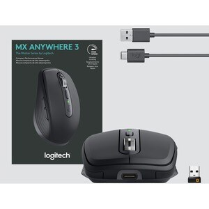 Logitech MX Anywhere 3 Compact Performance Mouse, Wireless, Comfort, Fast Scrolling, Any Surface, Portable, 4000DPI, Custo